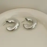 Серьги массивные Полукольца серебристые