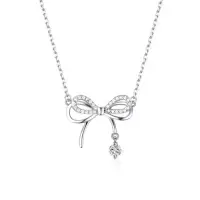 Подвеска Бантик с кристаллами на цепочке