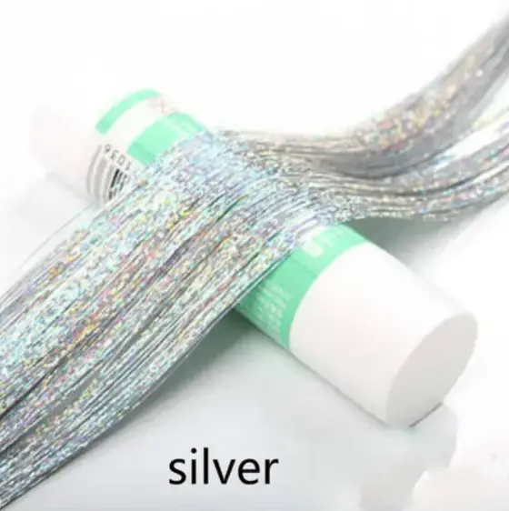 Блестящие нити для волос светлые 100 штук