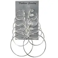 Набор Серьги кольца 6 штук светлые 2.5 - 6 см