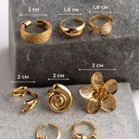 Набор колец золотистые 8 штук