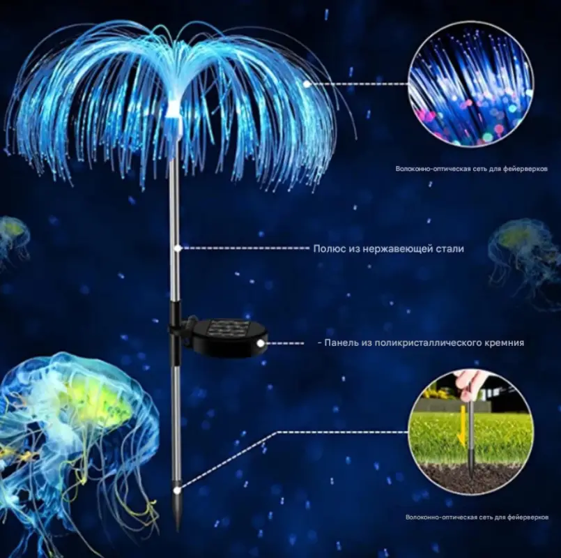 Фонарь уличный Фонтан на солнечной батарее 2 штуки
