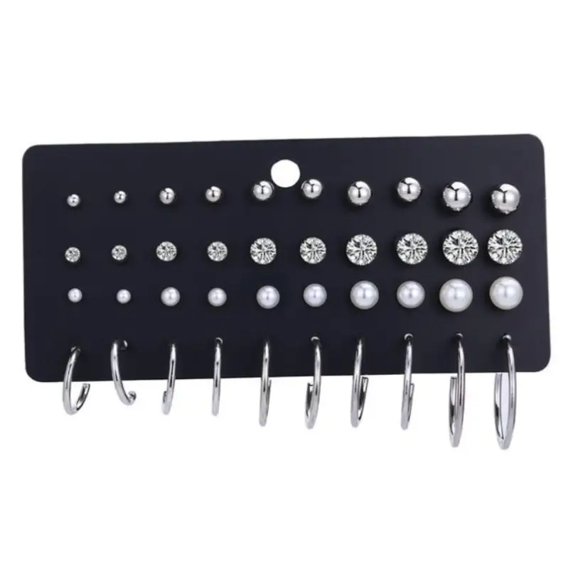 Набор серёжек пусеты серебристые 20 пар