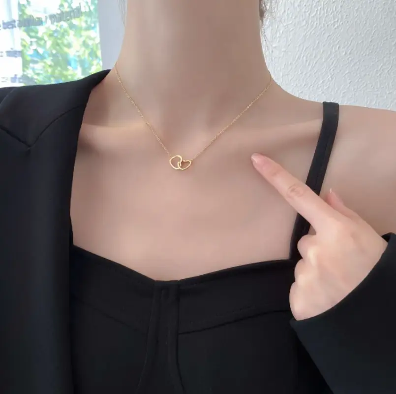 Подвеска двойное Сердце золотистая Подвеска двойное Сердце золотистая