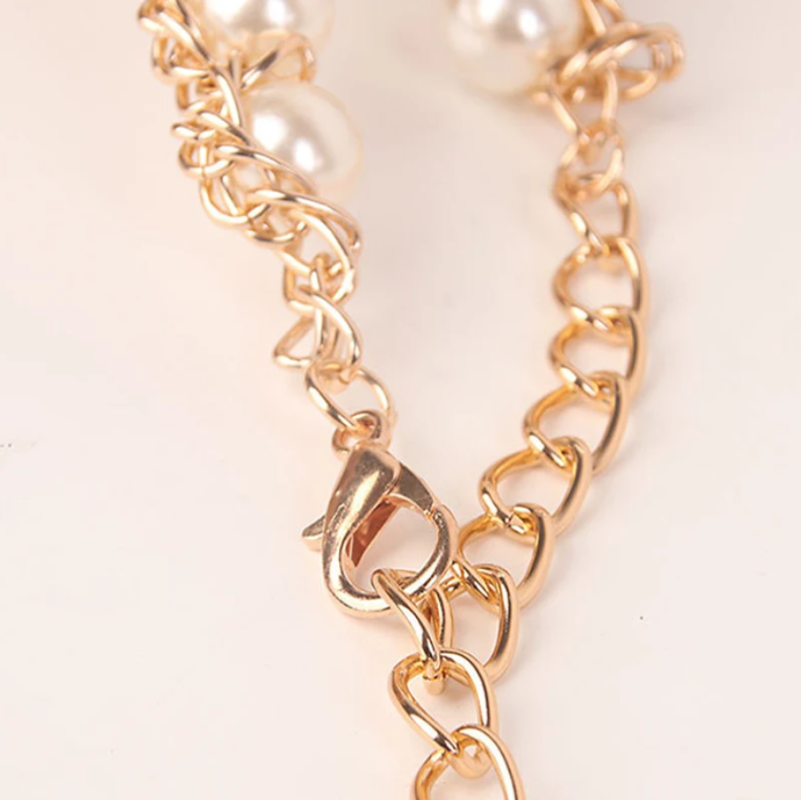 Пояс цепочка с жемчугом для платья 60-115 см