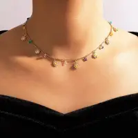 Чокер на шею с цветами с кристаллами