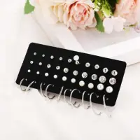 Набор серёжек пусеты серебристые 20 пар