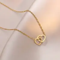 Подвеска двойное Сердце золотистая