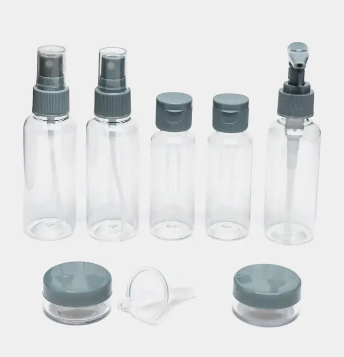 Дорожный набор флаконов 7 штук серые Дорожный набор флаконов 7 штук серые