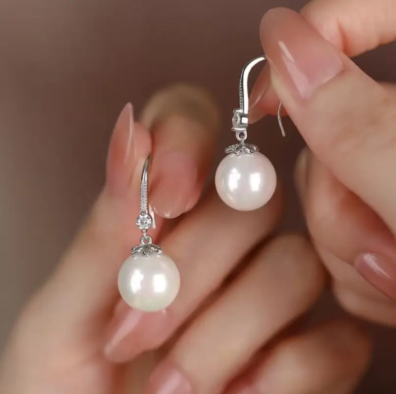 Серьги с кристаллами и жемчужинами