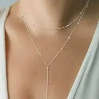 Цепочка на шею длинная с подвеской-цепочкой