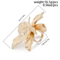 Кольцо массивное Цветок регулируемое золотистое