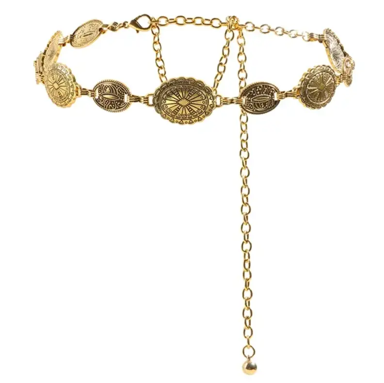 Цепочка на талию и пояс Ретро золотистая 90 см