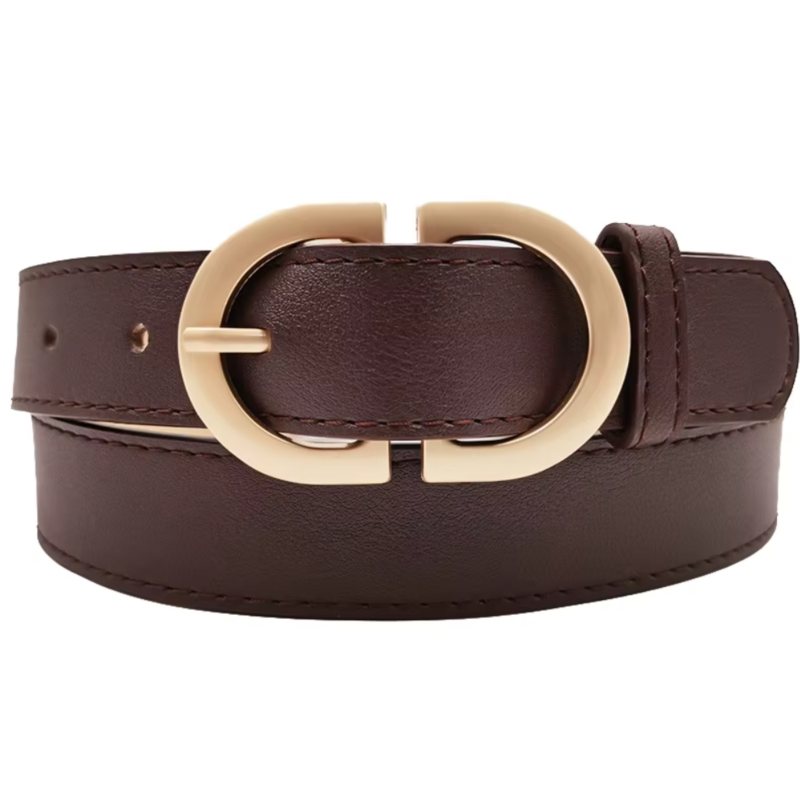 Ремень женский коричневый с золотой пряжкой 85 см Ремень женский коричневый с золотой пряжкой 85 см