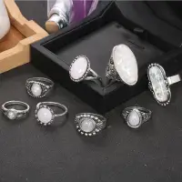 Набор колец Лунный камень 8 штук