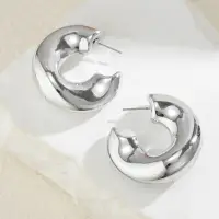 Серьги массивные Полукольца серебристые