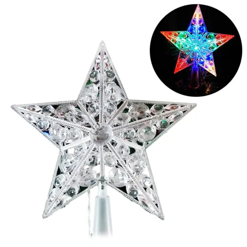 Звезда на елку светящаяся разноцветная 22 см Звезда на елку светящаяся разноцветная 22 см