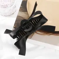 Крабик для волос с атласным бантом черный 18 см