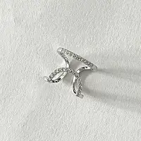 Кольцо на фалангу с кристаллами серебристое