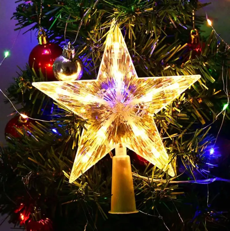 Звезда на елку светящаяся разноцветная 16 см Звезда на елку светящаяся разноцветная 16 см