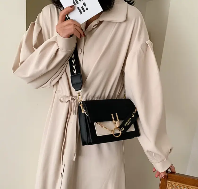 Сумка кросс-боди тканевый ремень экокожа черно-белая Сумка кросс-боди тканевый ремень экокожа черно-белая