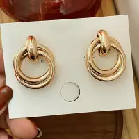 Серьги двойные кольца золотые