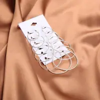 Набор Серьги кольца 6 штук светлые 2.5 - 6 см