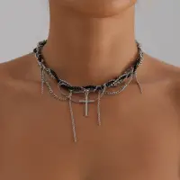 Чокер на шею плетеный с подвесками Мишки и Сердце