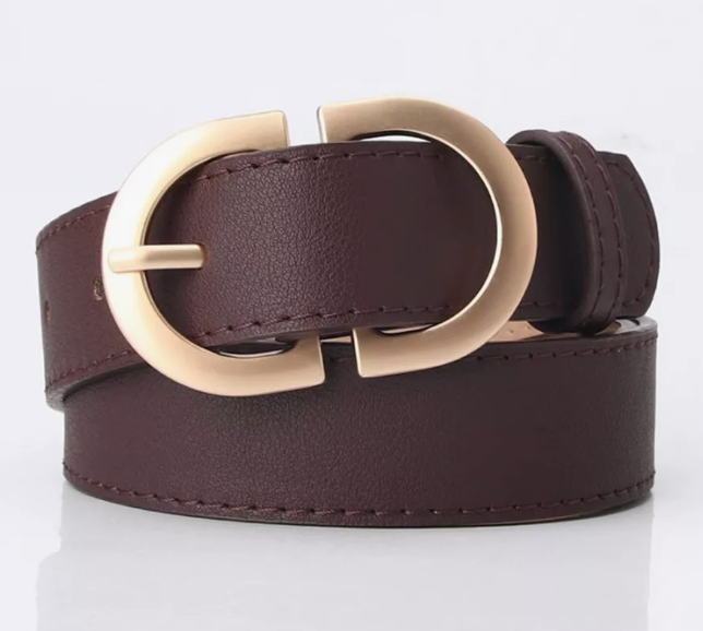 Ремень женский коричневый с золотой пряжкой 95 см Ремень женский коричневый с золотой пряжкой 95 см