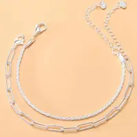 Браслет двухслойный с кристаллами серебристый