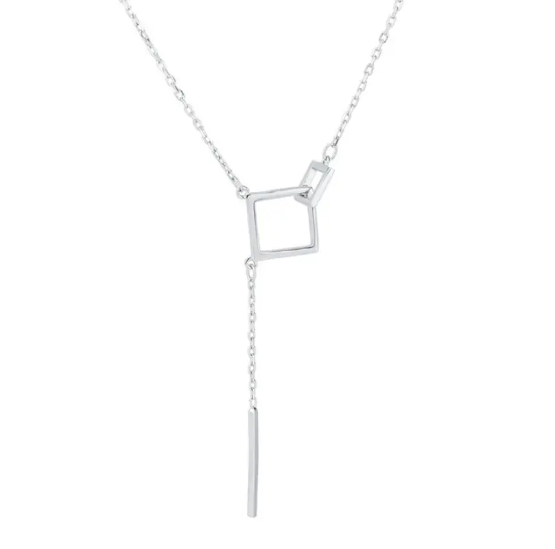 Подвеска Геометрия длинная на цепочке светлая 43 см