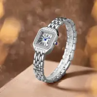 Часы женские наручные со стразами кварцевые серебристые