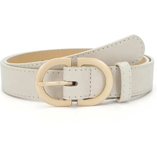 Ремень белый с золотой пряжкой 95 см