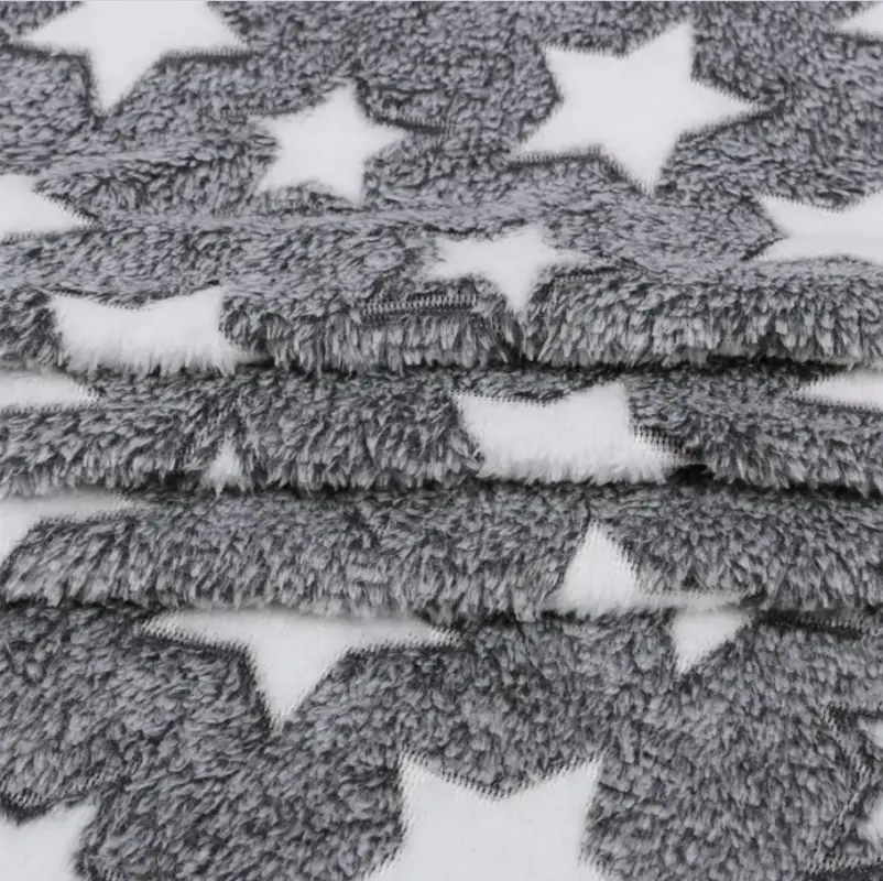 Плед велсофт серый со звёздами 160x200 cм