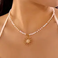 Чокер на шею из бисера Сердце золотисток