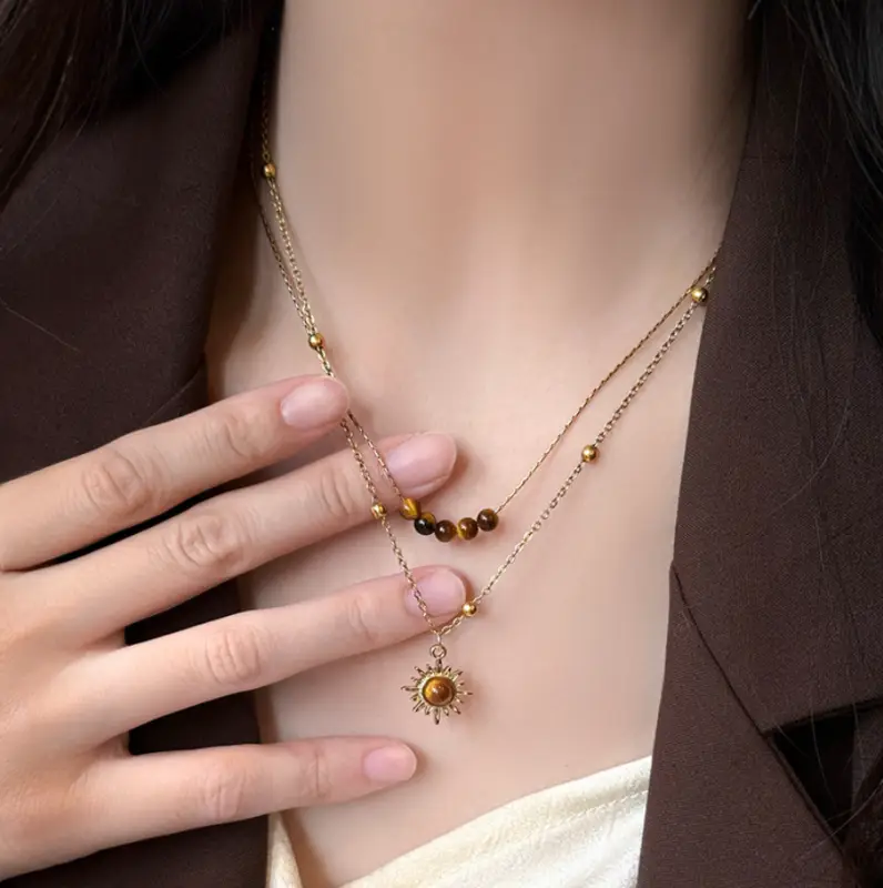 Цепочка двойная с подвесками Солнце