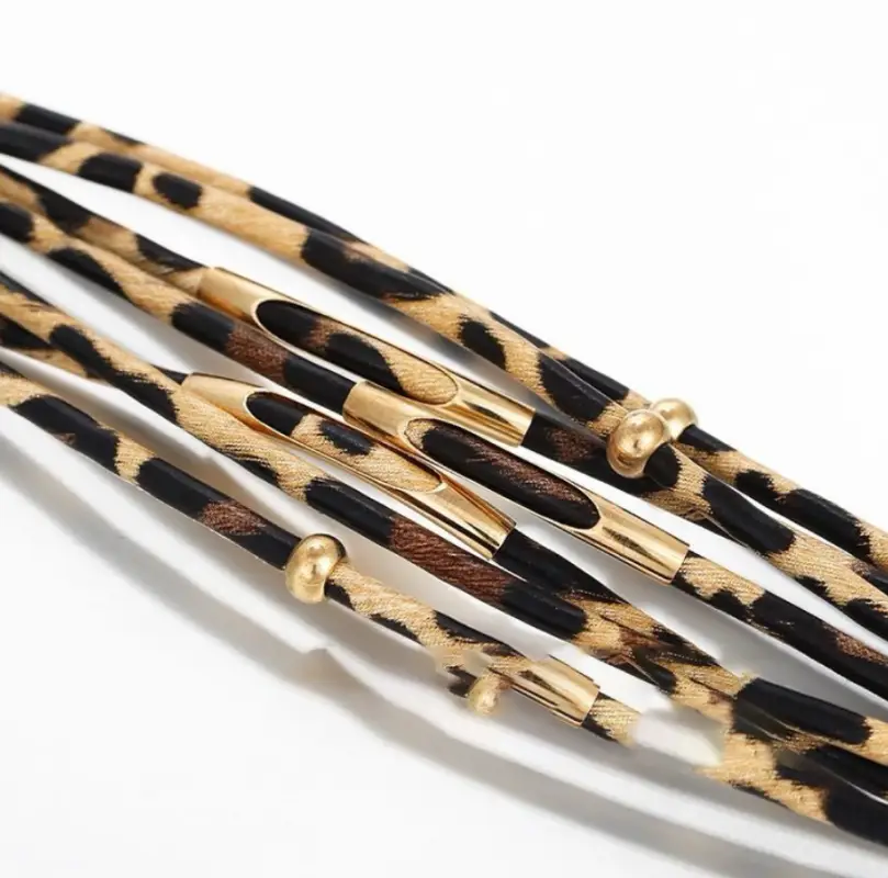 Браслет многослойный экокожа леопардовый