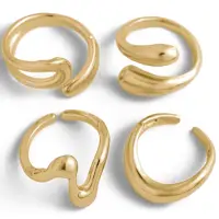 Набор колец Форма бижутерия золотистые 4 штуки