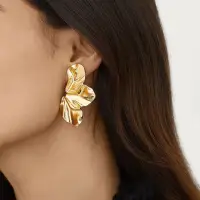 Серьги женские Лист золотистые