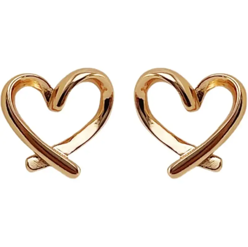 Серьги-гвоздики Сердца золотистые