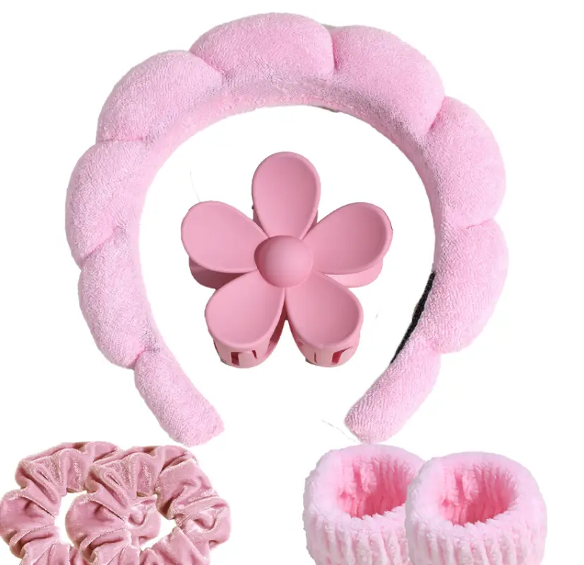 Набор для умывания с ободком розовый 6 предметов