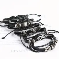 Набор браслетов с шипами и черепами экокожа 5 штук