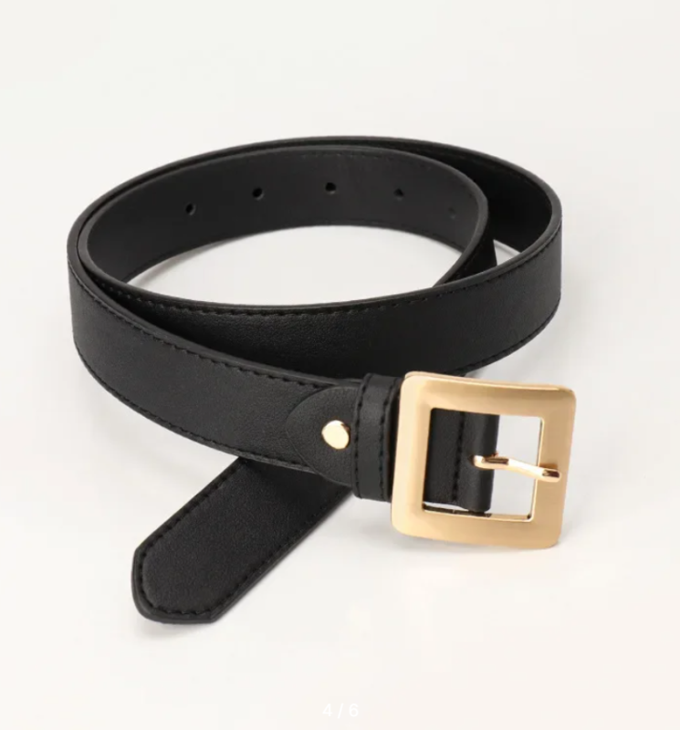 Ремень с золотой пряжкой квадратной женский 115 см
