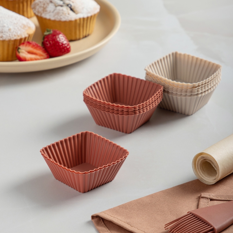 VETTA Набор форм силиконовых 16шт, 7х3см, квадратные, VETTA Набор форм силиконовых 16шт, 7х3см, квадратные, "Кекс"