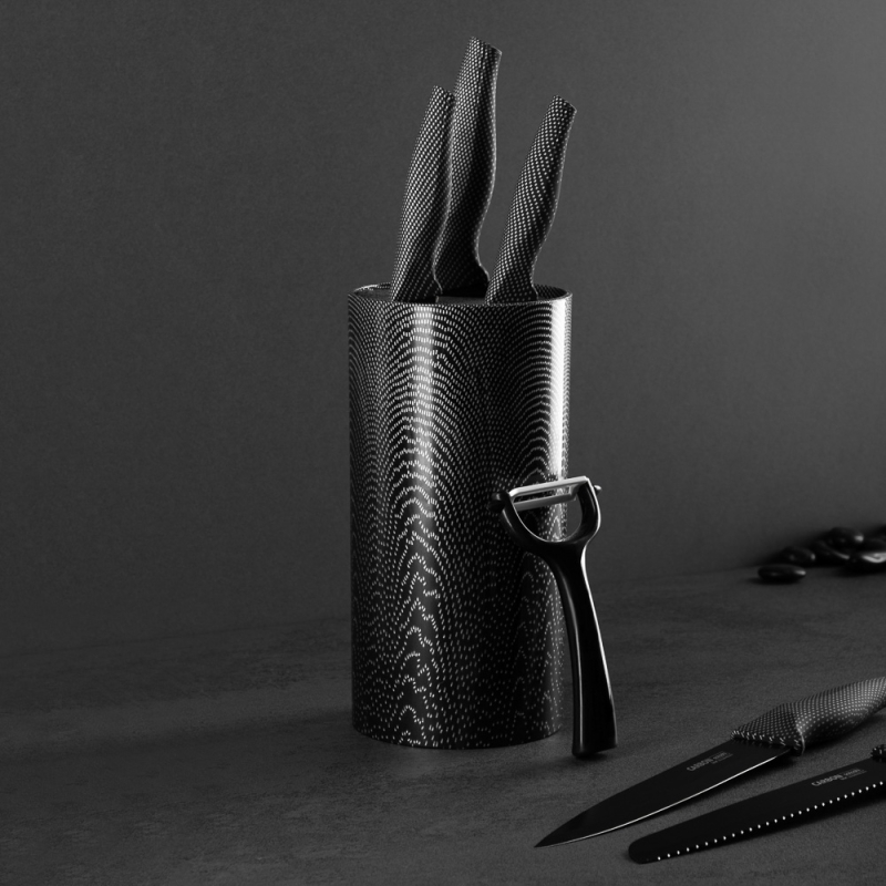 SATOSHI Карбон Подставка для ножей d11х22см, полипропиленовые разделители SATOSHI Карбон Подставка для ножей d11х22см, полипропиленовые разделители