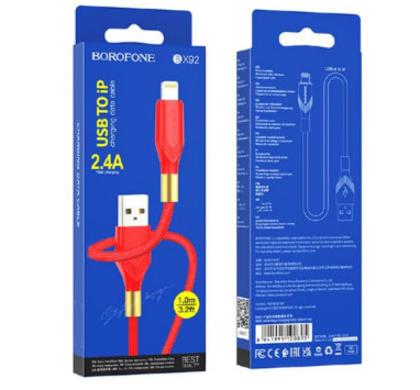 Кабель BX92 USB Lightning 1M 2.4A Borofone красный Кабель BX92 USB Lightning 1M 2.4A Borofone красный