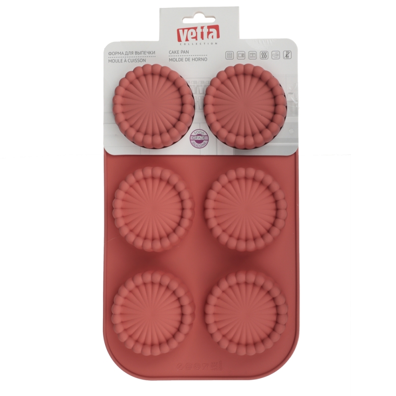 VETTA Форма силиконовая 6 ячеек, 29x17x2см VETTA Форма силиконовая 6 ячеек, 29x17x2см "Шарлотка"