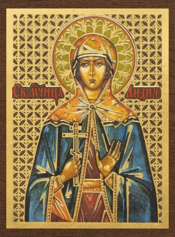 Икона "Лидия Иллирийская" 4х6 на МДФ-6