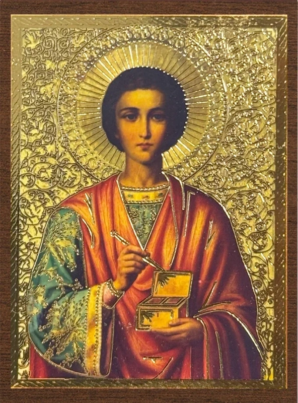 Икона Икона "Пантелеймон Целитель", 4х6 на МДФ-6