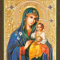 Икона БМ "Неувядаемый цвет" 6х9 на МДФ-6